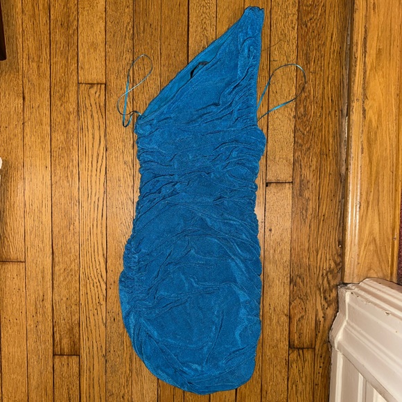 Blue Ruched Mini Dress - Picture 2 of 3